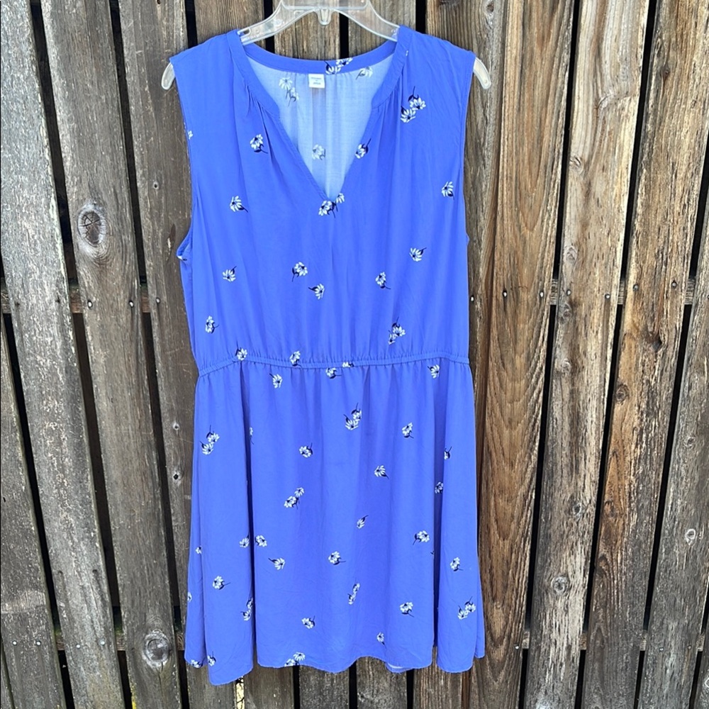 Old Navy XL Cornflower Periwinkle Blue Sleeveless V-Neck Sundress Elastic Waist